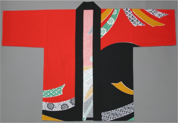 画像2: お祭り法被:半纏帯別売【暴れ熨斗】赤・黒 (2)