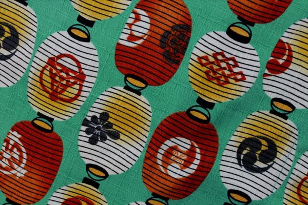 画像6: 鯉口シャツ【武家提灯　青竹色・ピンク】大人用 男性女性兼用 緑系 青系 赤系 (6)