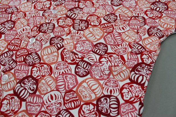 画像4: 鯉口シャツ【福だるま　紅白・ネオン】大人用 男性女性兼用 赤系 白系 黒系 (4)