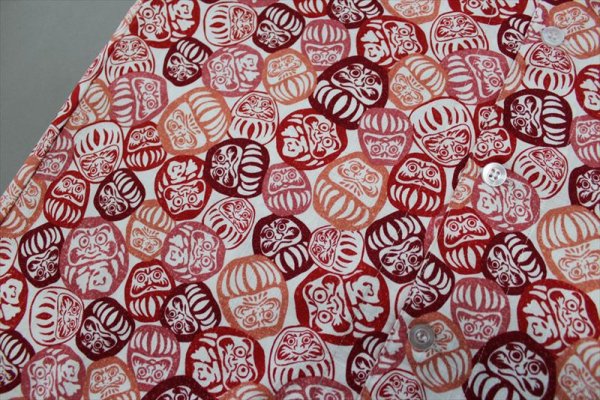 画像5: 鯉口シャツ【福だるま　紅白・ネオン】大人用 男性女性兼用 赤系 白系 黒系 (5)