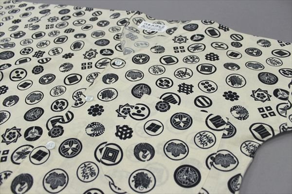 画像4: 鯉口シャツ【武将家紋づくし　生成り・エンジ・紺】 Ｓ・Ｍ・Ｌ・ＬＬ・３Ｌ寸　大人用 男性女性兼用 白系 赤系 青系 edo0445 edo0446 edo0447 (4)