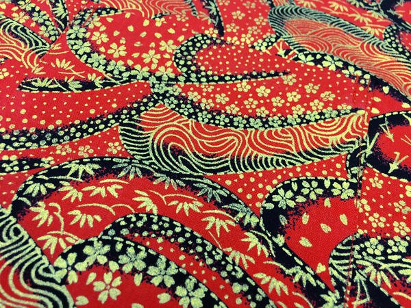 画像2: 鯉口シャツ【乱れ青海波／赤系】 Ｓ・Ｍ・Ｌ寸　大人用 男性女性兼用 赤系 (2)