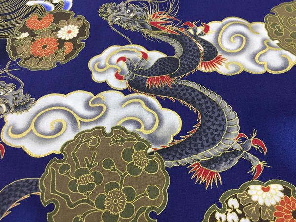 画像3: 鯉口シャツ【波と雲と龍 青系・黒系】M・L・LL寸 大人用 男性女性兼用 青系 (3)