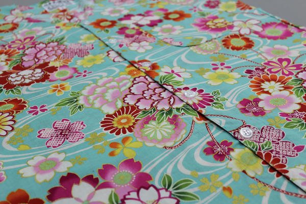 画像4: 鯉口シャツ【流水花/水色系】 M・L寸 大人用 男性女性兼用 青系 (4)