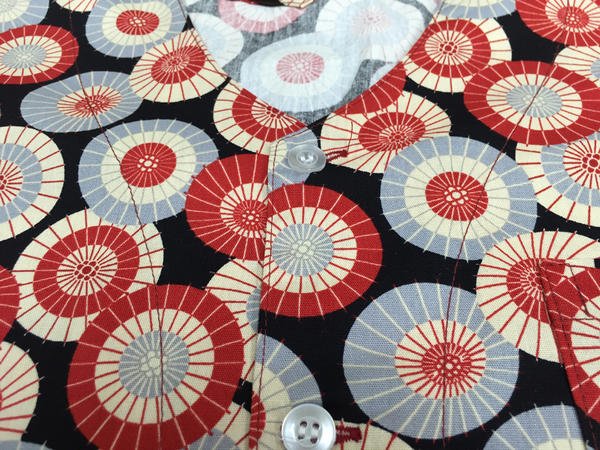 画像3: 鯉口シャツ【蛇の目傘　黒地・エンジ地】大人用 男性女性兼用 黒系 赤系 (3)