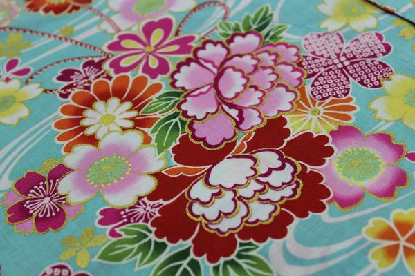 画像5: 鯉口シャツ【流水花/水色系】 M・L寸 大人用 男性女性兼用 青系 (5)