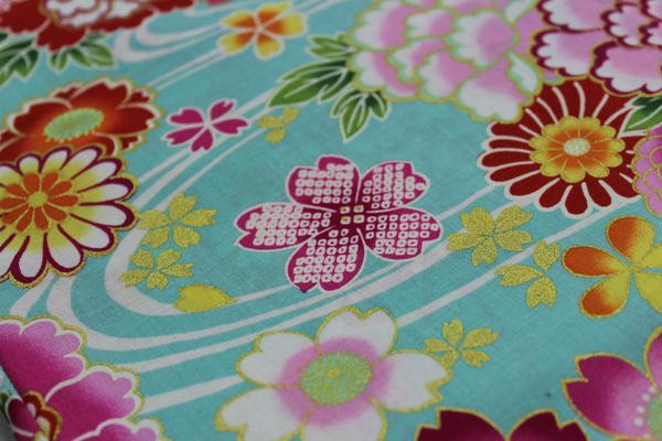 画像6: 鯉口シャツ【流水花/水色系】 M・L寸 大人用 男性女性兼用 青系 (6)