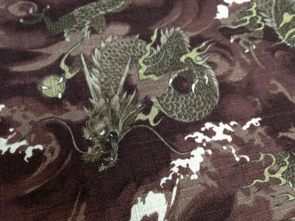 画像4: 鯉口シャツ 変わり織生地【龍／エンジ】 Ｍ・Ｌ寸　大人用 男性女性兼用 赤系 (4)