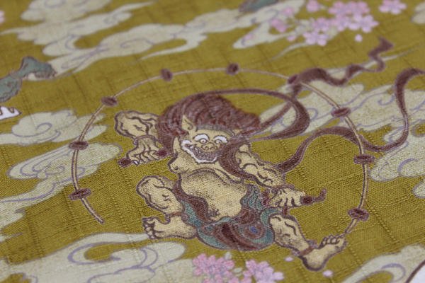 画像6: 鯉口シャツ【風神雷神と桜のベージュ】 Ｓ・Ｍ寸　大人用 男性女性兼用 白系 (6)