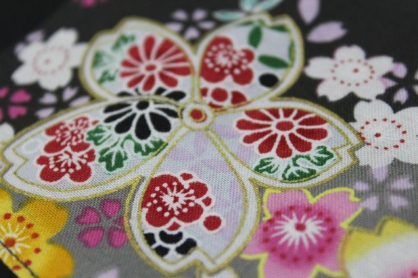 画像4: 胸ポケットワンポイント黒鯉口シャツ【桜吹雪　黒・赤】【唐草　緑・紺】　Ｍ・Ｌ寸　大人用 男性女性兼用 edo0626 edo0627 edo0628 edo0629 (4)