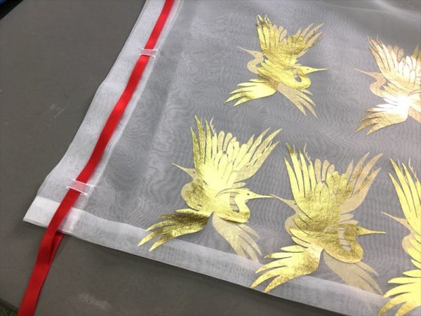 画像2: ポリエステル紗上衣【素袍（すおう）風踊り衣裳】箔加工 白 (2)