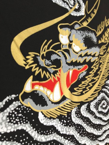 画像2: お祭り袖なし法被:半纏帯別売【龍】 黒 (2)