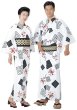 画像1: 【男女同柄】反物・仕立て上がり　お揃い本染浴衣（注染染め）　男仕立Ｍ寸・男仕立Ｌ寸・女仕立【三升・隈取】 (1)