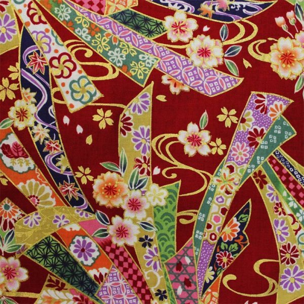 画像6: 鯉口シャツ【流水に短冊　赤系・黒系】大人用 男性女性兼用 赤系 黒系 (6)