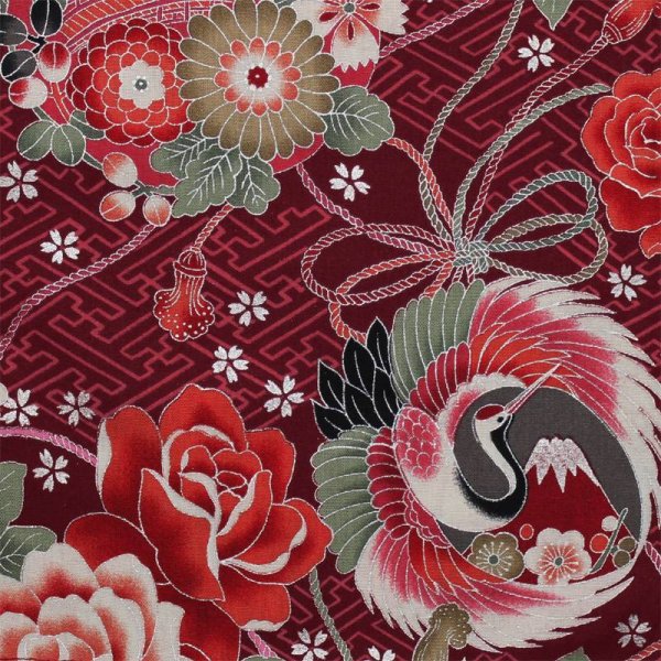 画像6: 鯉口シャツ【薔薇に鶴丸富士/赤系】wa58-nm0457 (6)