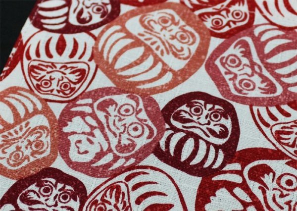 画像4: 胸ポケットワンポイント黒鯉口シャツ【福だるま　紅白・ネオン】大人用 男性女性兼用 (4)