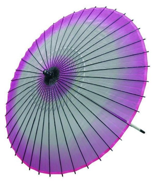 画像1: 絹傘　ボカシ ピンク（二本継ぎ、傘袋付き）舞台小道具 (1)
