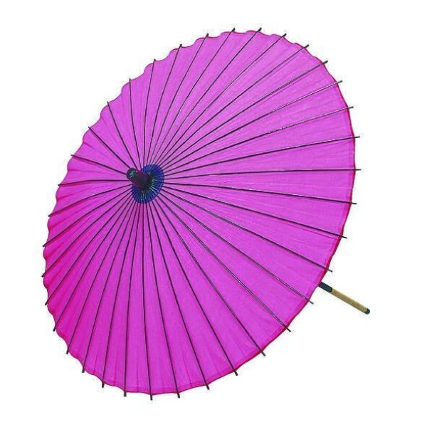画像1: 稽古用　紙傘　ピンク（二本継ぎ、傘袋付き）舞台小道具 (1)