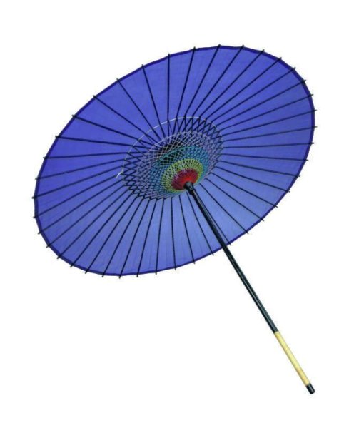 画像1: 絹傘　紫（二本継ぎ、傘袋付き）舞台小道具 (1)