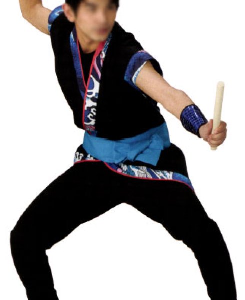 画像2: お祭り袖なし法被:半纏帯別売 黒 (2)