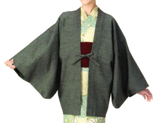 画像1: 【男女兼用】旅館用・業務用　紬茶羽織（肩当付） (1)