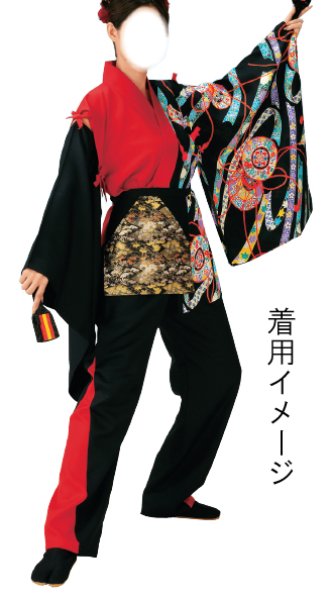 画像2: よさこいコスチューム(レディース)赤・黒 (2)