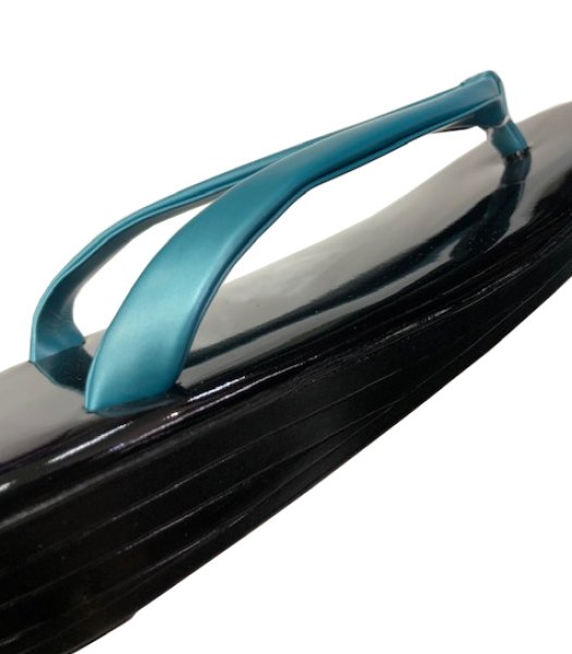 画像2: 【耐水草履(ウレタン底)】黒台にブルー M・L寸 (2)