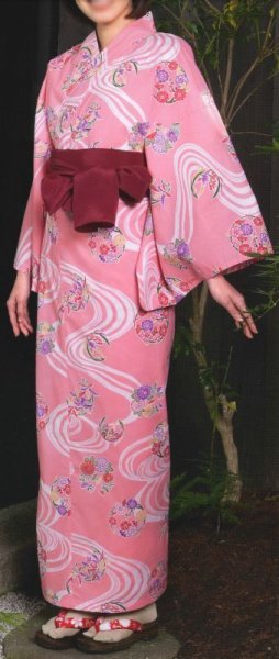 画像2: 【女性用柄】旅館用仕立て上がり人形袖浴衣 S・M・L・LL【四君子】 (2)