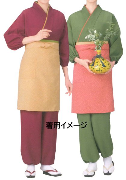 画像11: ロング丈前掛(エプロン) 小紋柄 (11)