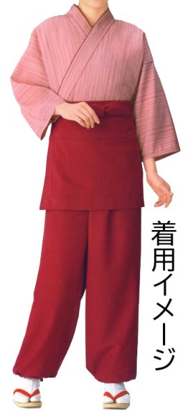 画像3: 和風パンツ【エンジ】M・L寸 (3)