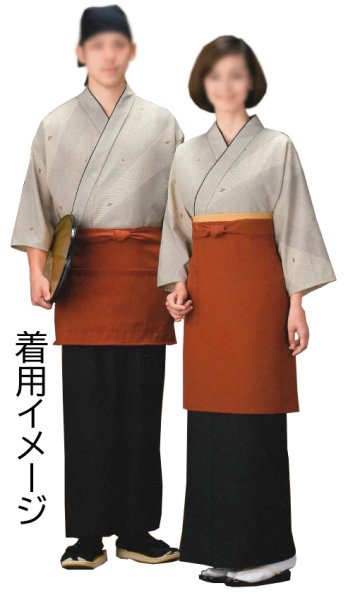 画像4: 作務衣・上着【やぶれ取り江戸小紋調・ベージュ】M・L・LL・3L寸 (4)