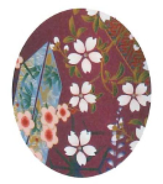 画像3: 茶衣着上下セット(スカートタイプ)【扇矢絣四季花小紋】M・L寸 (3)