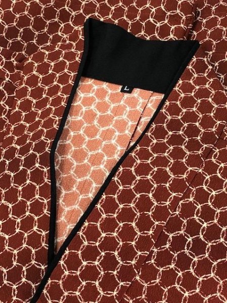 画像7: 本手染め作務衣・上着【七宝・エンジ】M・L・LL寸 (7)