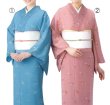 画像1: 【夏用　女仕立】紗紬着物　市松撫子【受注生産品】 (1)