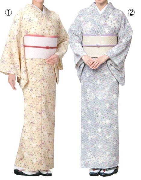 画像1: 【女単衣仕立】着物　花七宝【受注生産品】 (1)