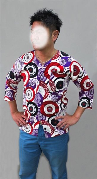 画像9: 鯉口シャツ【和柄尽くし/白地系】大人用 男性女性兼用 白系 (9)