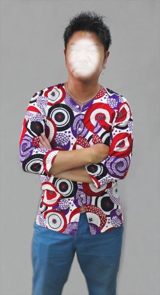 画像8: 鯉口シャツ【和柄尽くし/白地系】大人用 男性女性兼用 白系 (8)