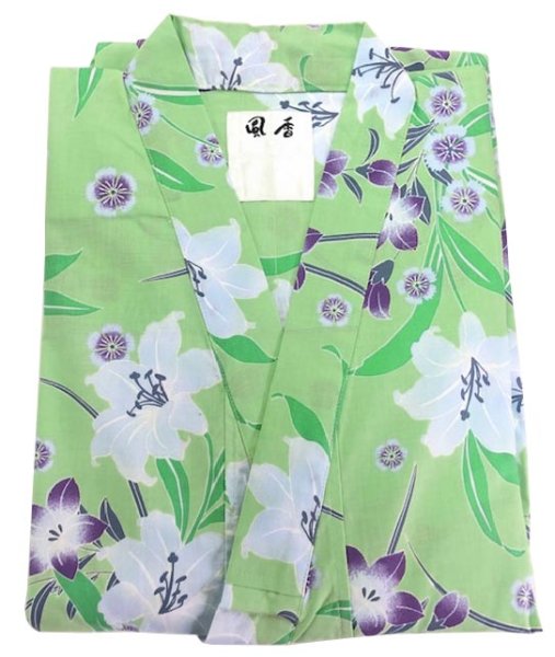 画像3: 【女性用柄】旅館用仕立て上がり人形袖浴衣 S・M・L・LL【ゆり】 (3)