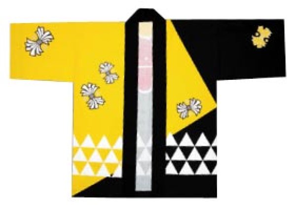 画像2: 子ども用お祭り法被 【鱗・熨斗に祭】 黒・黄 (2)