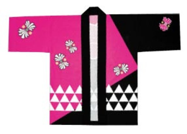 画像2: 子ども用お祭り法被　【鱗・熨斗に祭】　黒・ピンク (赤系) (2)