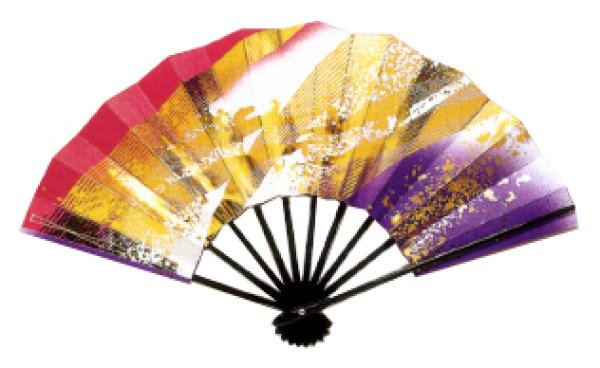 画像2: 舞扇　黒塗骨　９寸５分（約２８.８ｃｍ） 両妻ぼかし　扇子箱なし (2)