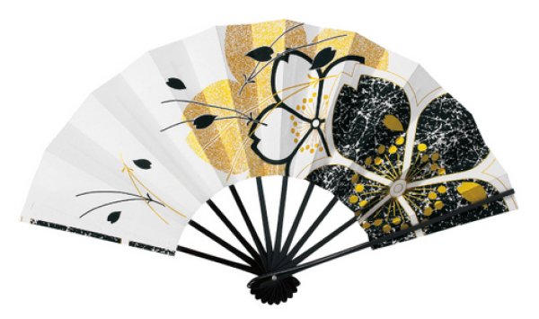 画像2: 舞扇 黒塗骨 9寸5分(約28.8cm) 桜 扇子箱なし (2)