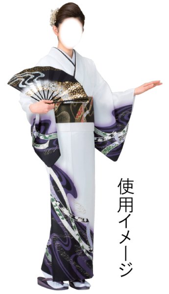 画像4: 舞扇 黒塗骨 9寸5分(約28.8cm) 流水桜 扇子箱なし (4)