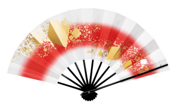 画像2: 舞扇 黒塗骨 9寸5分(約28.8cm) 色紙ちらし 扇子箱なし 69085 69086 (2)
