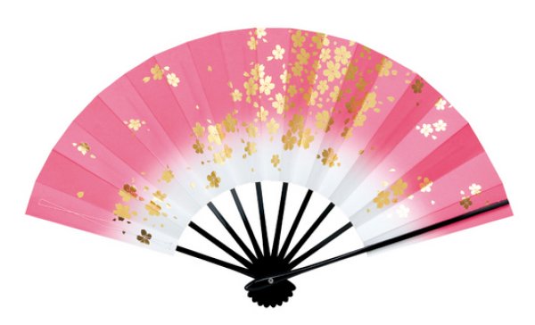 画像2: 舞扇 黒塗骨 9寸5分(約28.8cm) 桜 扇子箱なし 69087 69088 69089 (2)