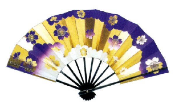 画像4: 舞扇 黒塗骨 9寸5分(約28.8cm) 桜 扇子箱なし (4)