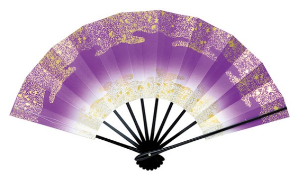 画像4: 舞扇  黒塗骨 9寸5分(約28.8cm)天地雲砂子 扇子箱なし 69101 69102 69103 69104 69105 69106 (4)