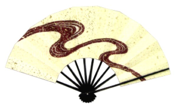 画像3: 舞扇 黒塗骨 9寸5分(約28.8cm) 流水 扇子箱なし (3)