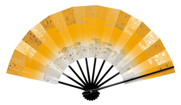 画像2: 舞扇  黒塗骨 9寸5分(約28.8cm)天地雲砂子 扇子箱なし 69101 69102 69103 69104 69105 69106 (2)