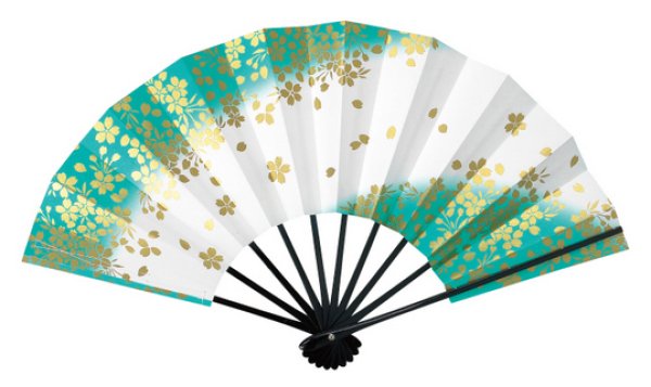 画像4: 舞扇 黒塗骨 9寸5分(約28.8cm) 両妻ぼかし・桜 扇子箱なし 69082 69083 69084 (4)